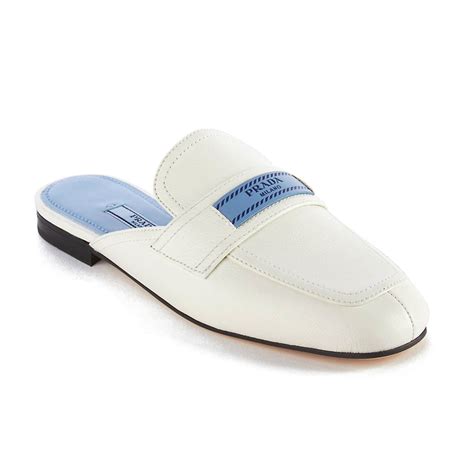 white prada loafer mules|women's Prada mules.